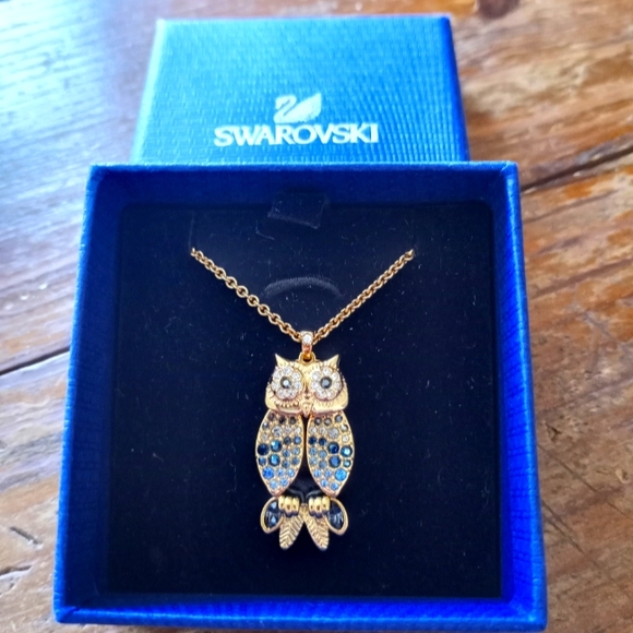 Swarovski Jewelry - Swarovski Gold Plated Owl Necklace with Movable Wings